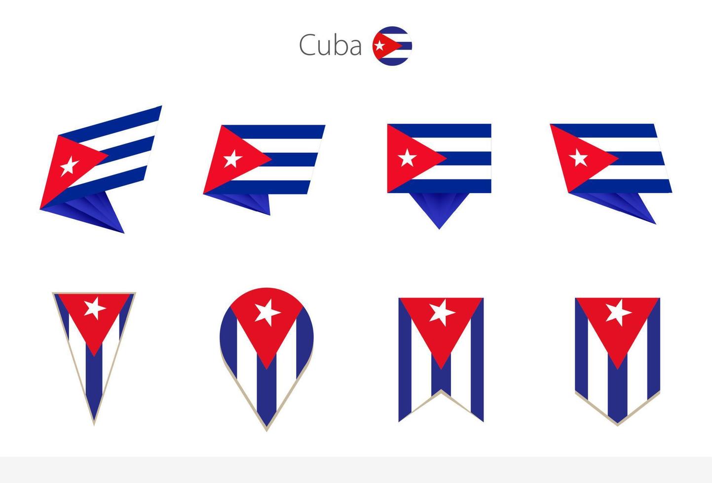 Cuba national flag collection, eight versions of Cuba vector flags.