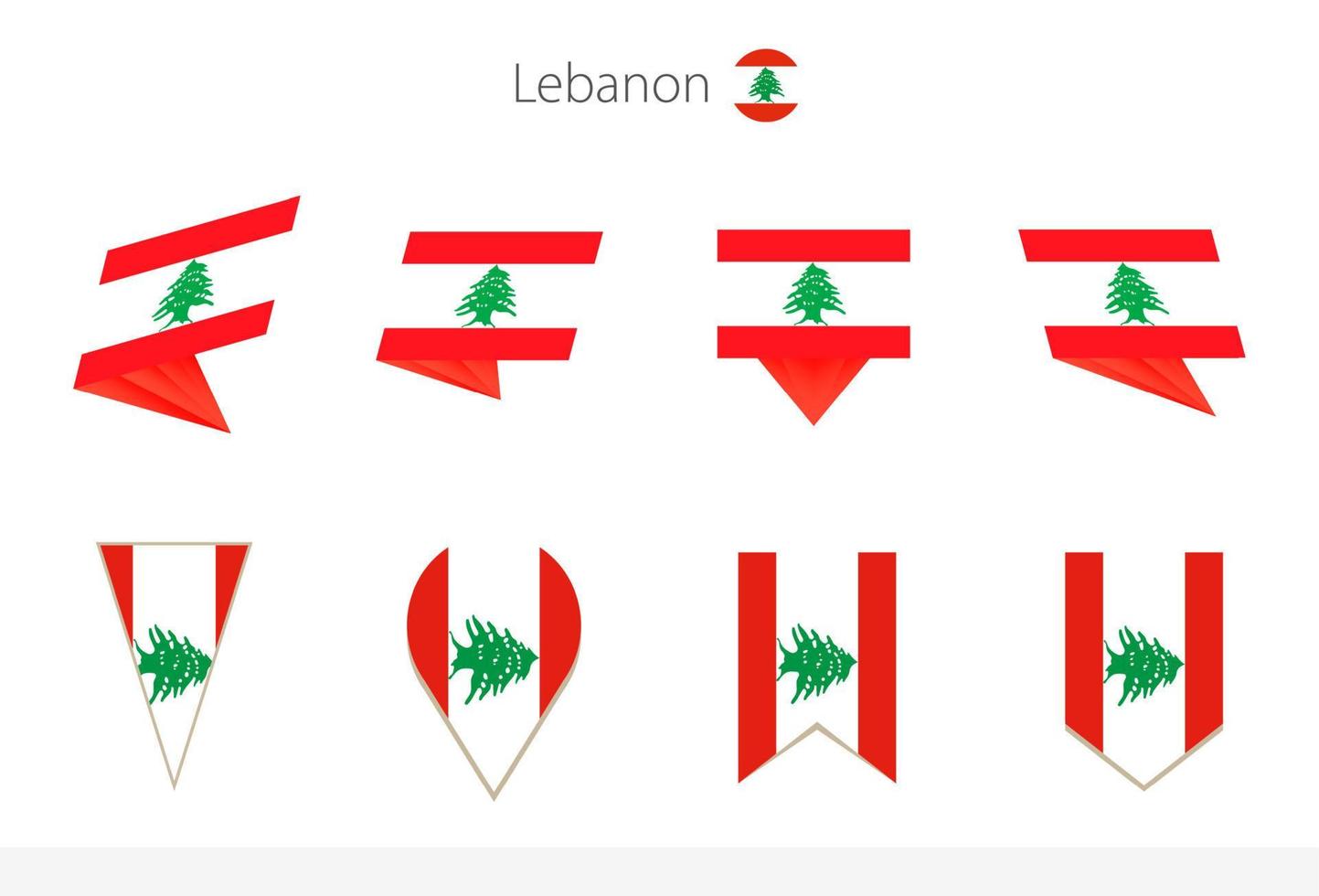 Lebanon national flag collection, eight versions of Lebanon vector flags.