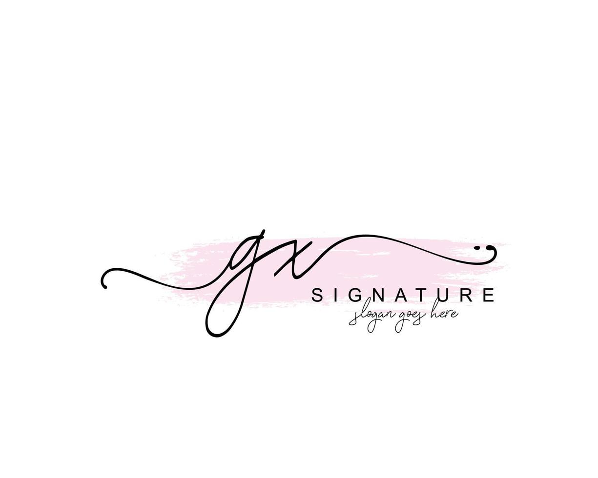 Initial GX beauty monogram and elegant logo design, handwriting logo of initial signature, wedding, fashion, floral and botanical with creative template. vector