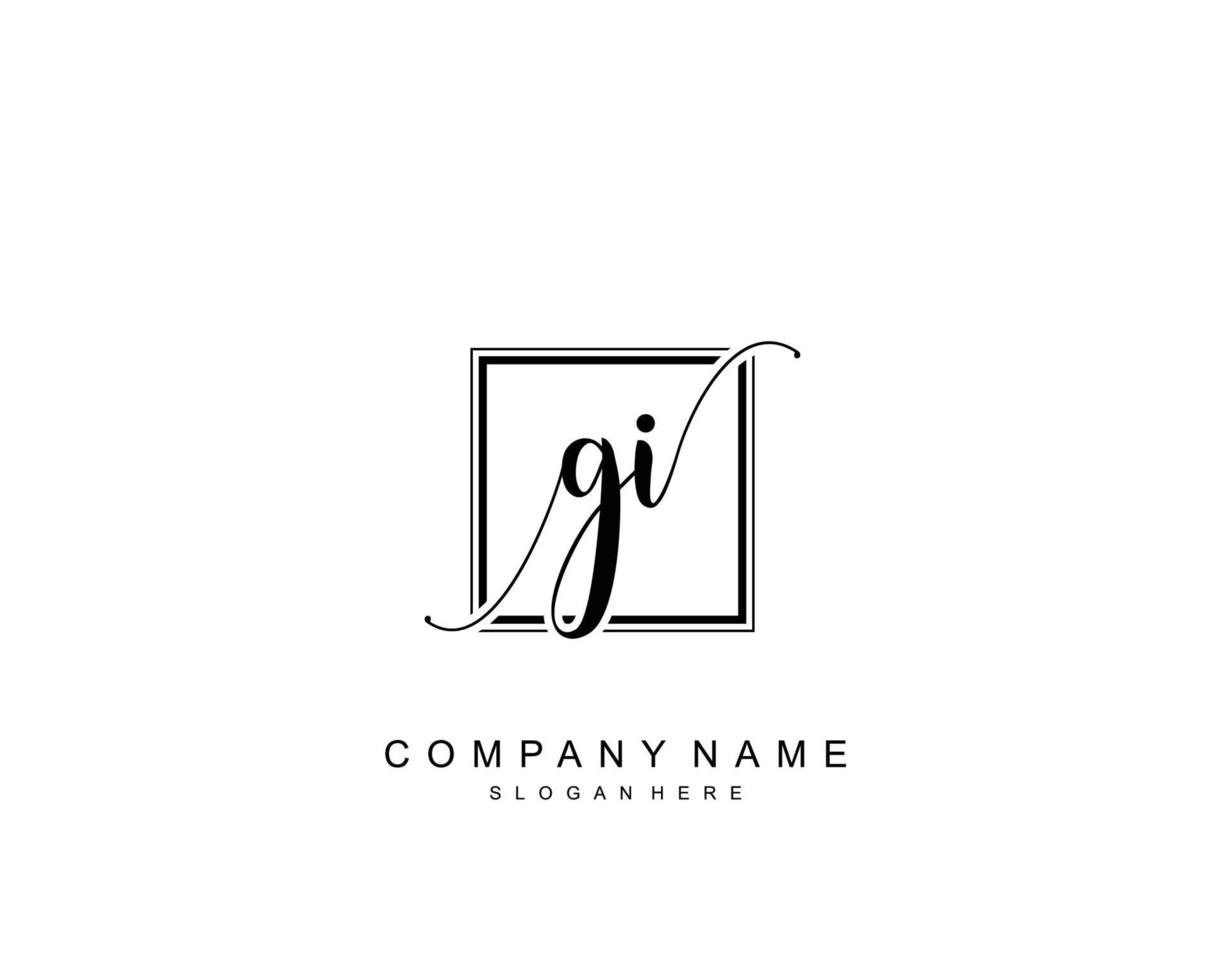 Initial GI beauty monogram and elegant logo design, handwriting logo of initial signature, wedding, fashion, floral and botanical with creative template. vector