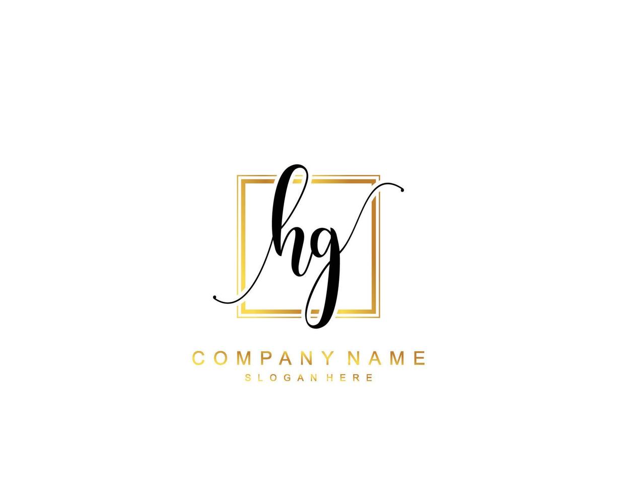 Initial HG beauty monogram and elegant logo design, handwriting logo of initial signature, wedding, fashion, floral and botanical with creative template. vector