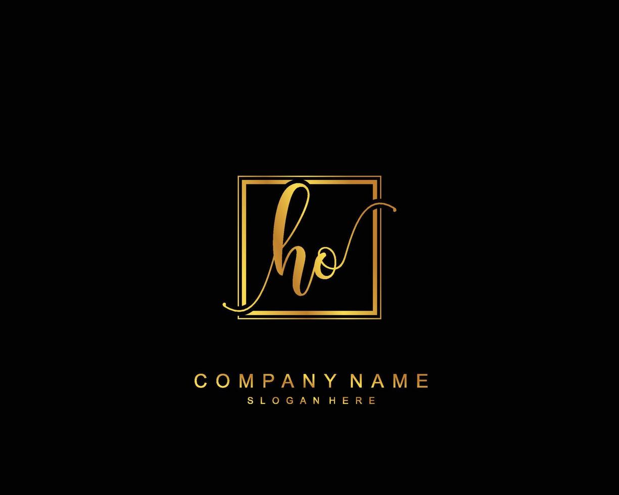 Initial HO beauty monogram and elegant logo design, handwriting logo of initial signature, wedding, fashion, floral and botanical with creative template. vector