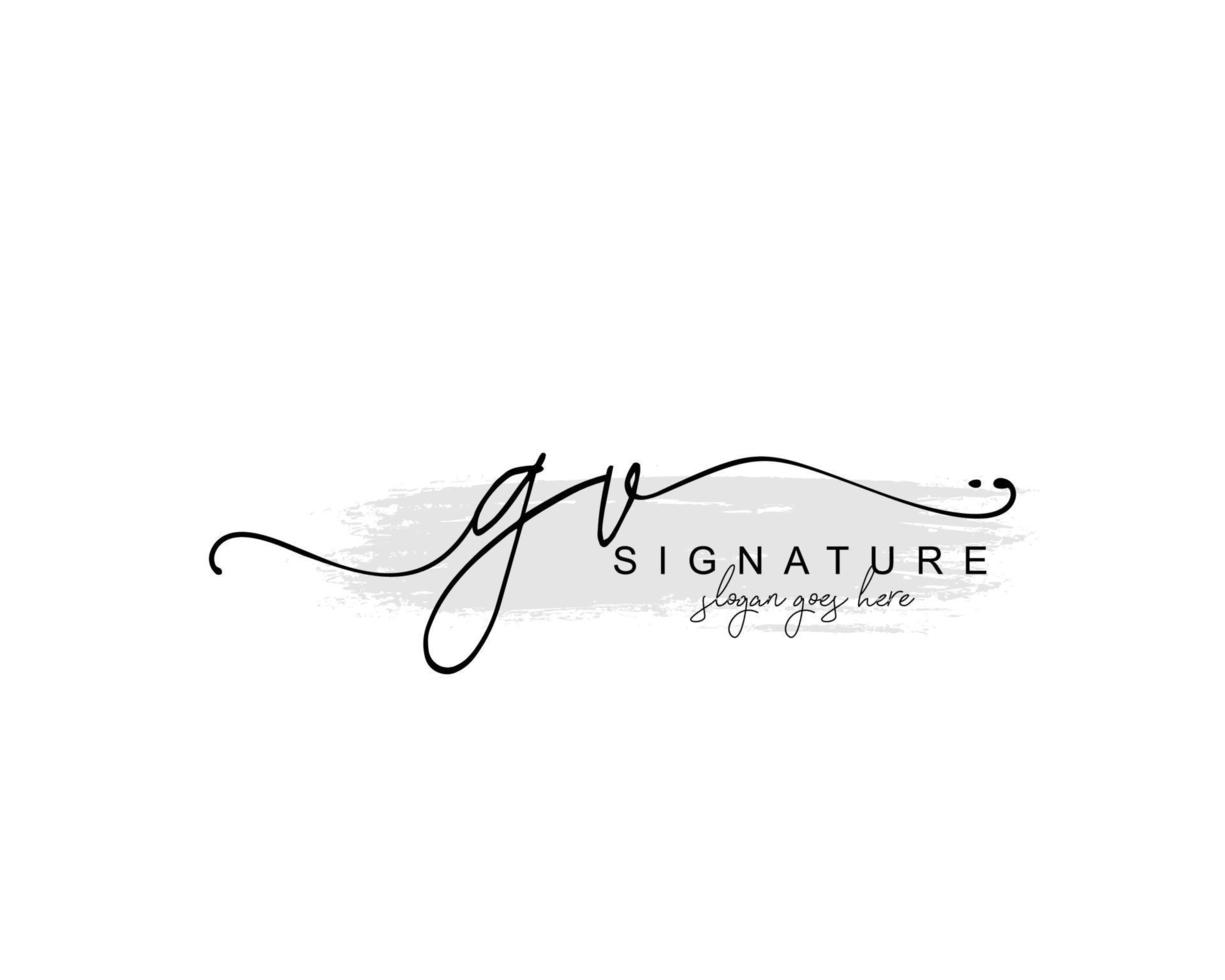 Initial GV beauty monogram and elegant logo design, handwriting logo of initial signature, wedding, fashion, floral and botanical with creative template. vector