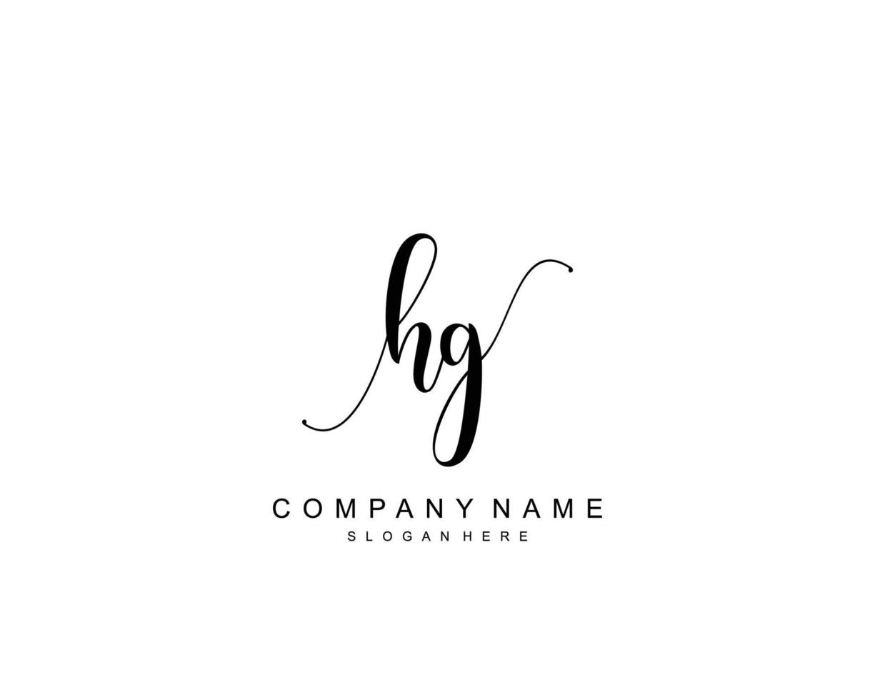 Initial HG beauty monogram and elegant logo design, handwriting logo of initial signature, wedding, fashion, floral and botanical with creative template. vector