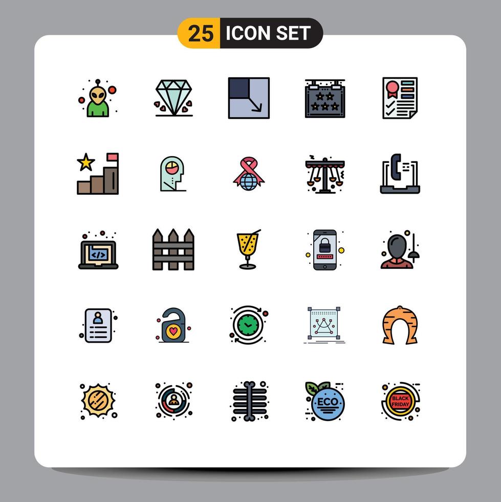 Mobile Interface Filled line Flat Color Set of 25 Pictograms of report document layout data sign Editable Vector Design Elements