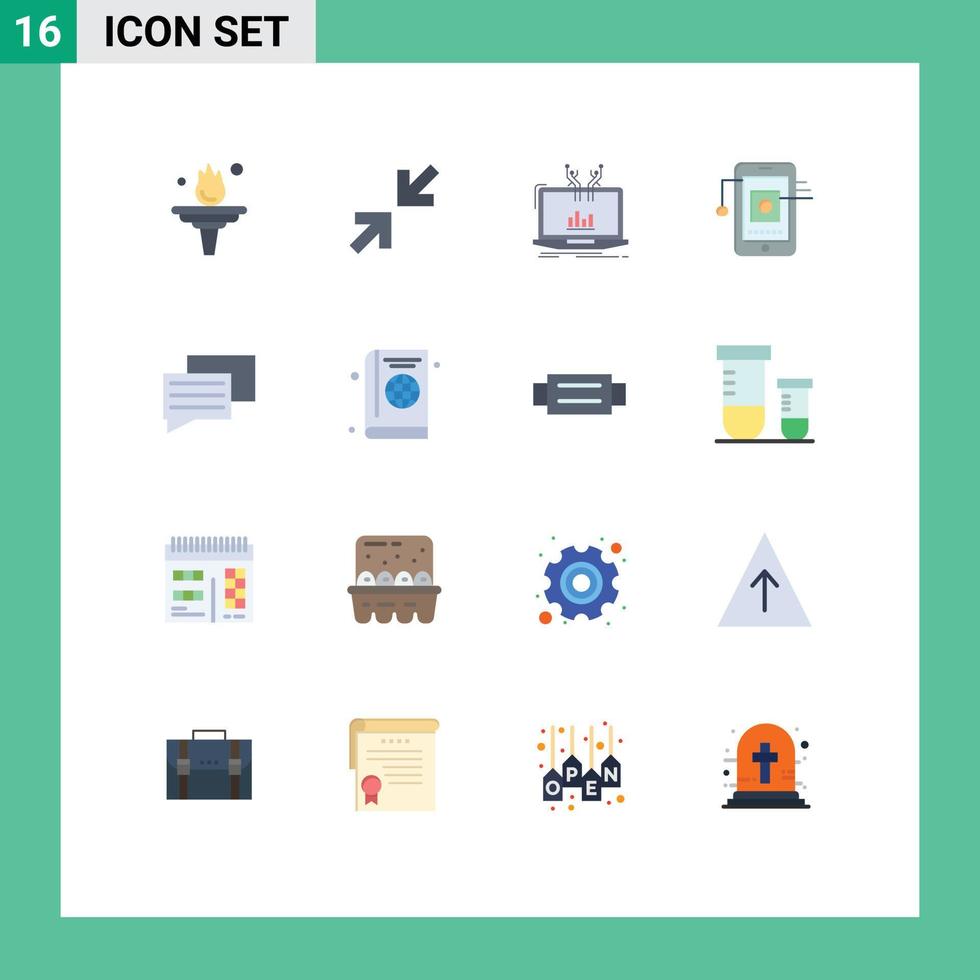 16 Flat Color concept for Websites Mobile and Apps education network analytical hardware mobile Editable Pack of Creative Vector Design Elements