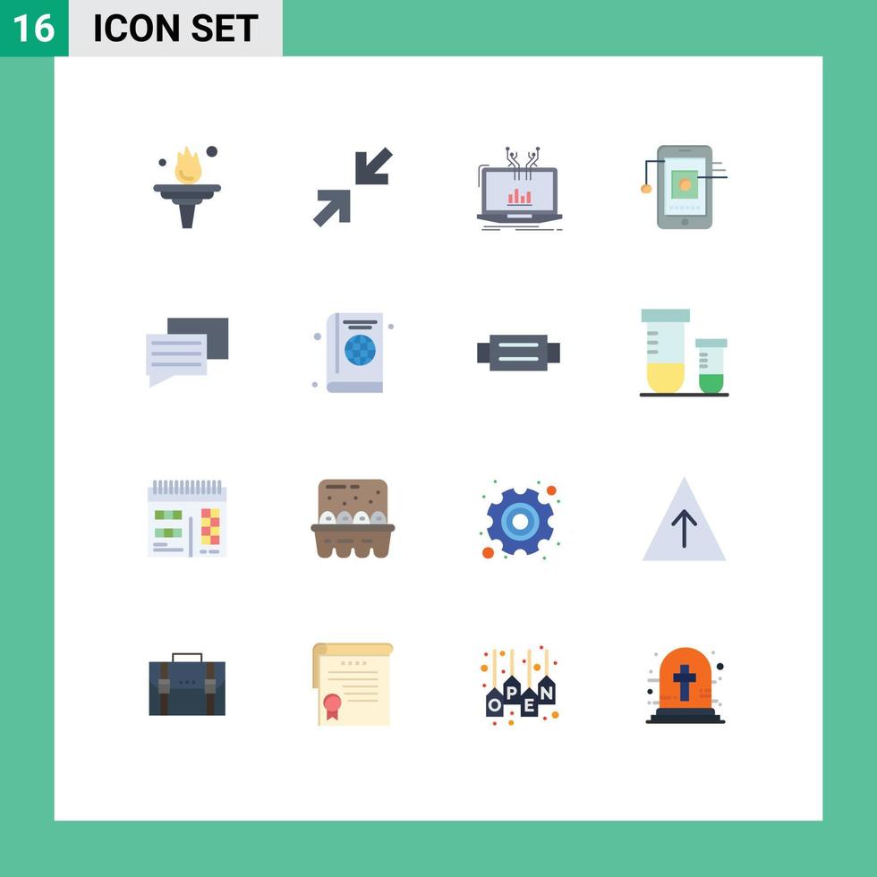 16 concepto de color plano para sitios web móviles y aplicaciones red de educación hardware analítico paquete editable móvil de elementos de diseño de vectores creativos