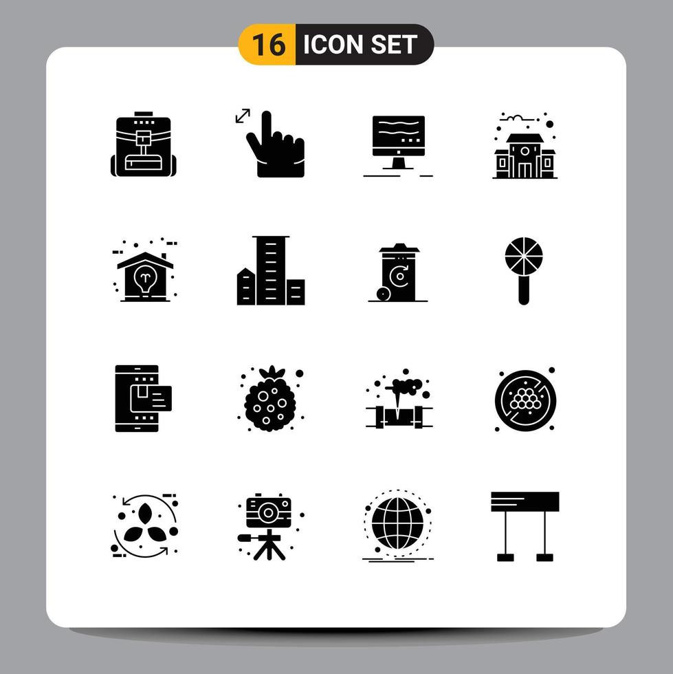 Set of 16 Modern UI Icons Symbols Signs for district home online design school Editable Vector Design Elements