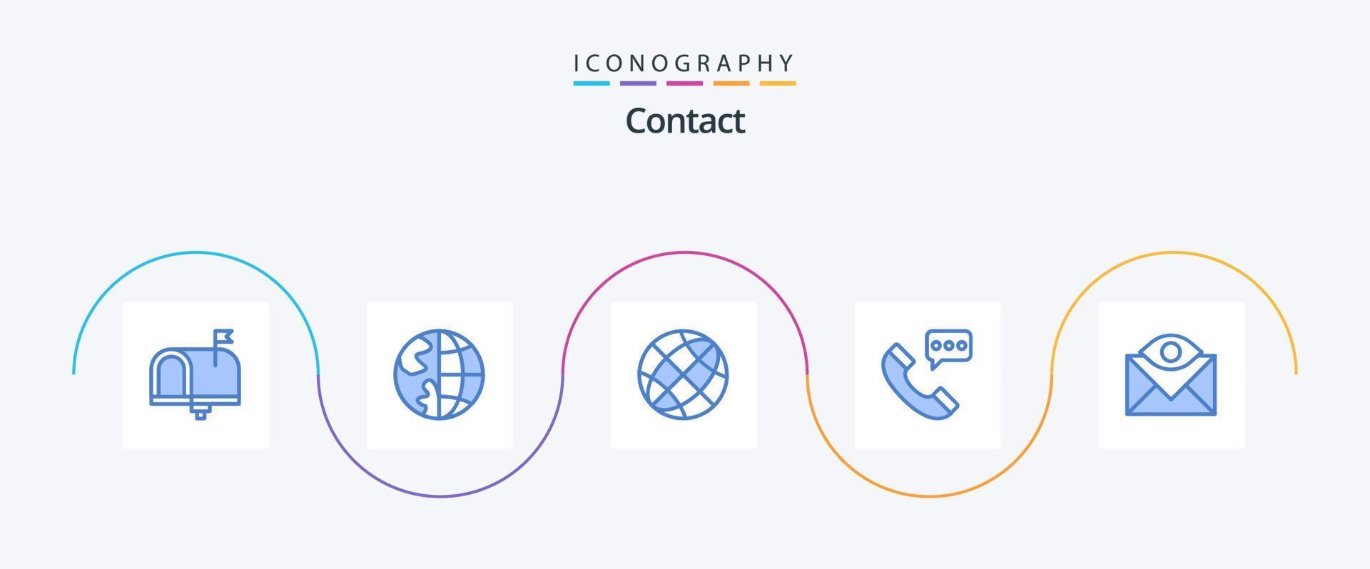 póngase en contacto con el paquete de iconos azul 5 que incluye contáctenos. comunicación. tierra. conversacion. contacto vector
