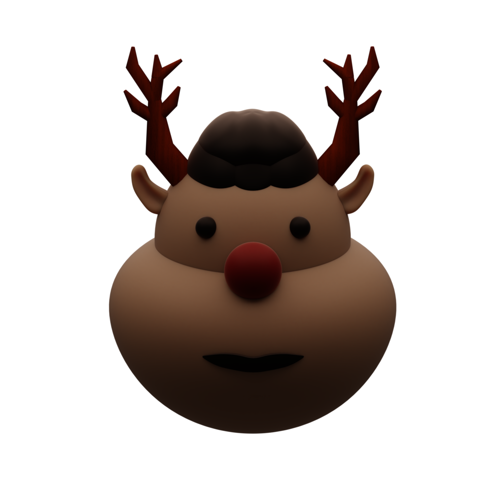 Cabeça de rena bonita e gorda renderizada em 3D perfeita para o projeto de design de natal png