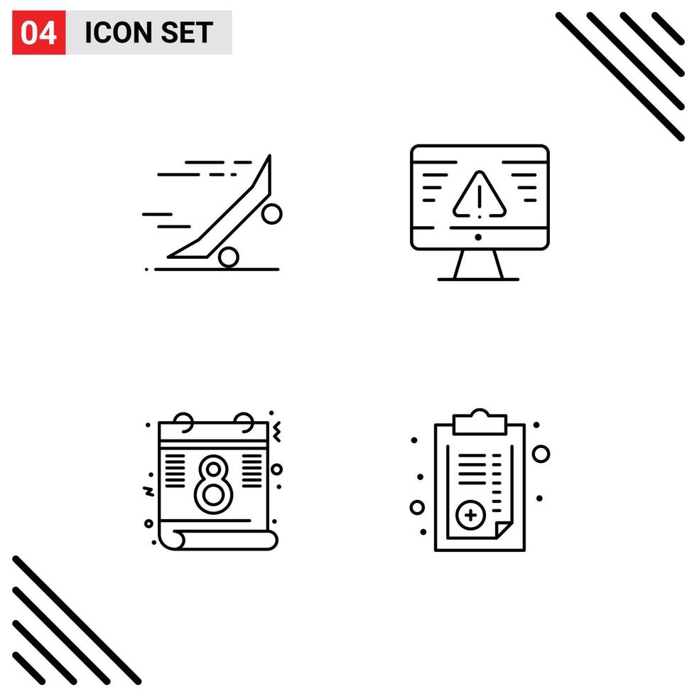 Set of 4 Modern UI Icons Symbols Signs for fast calendar skate board security feminism Editable Vector Design Elements