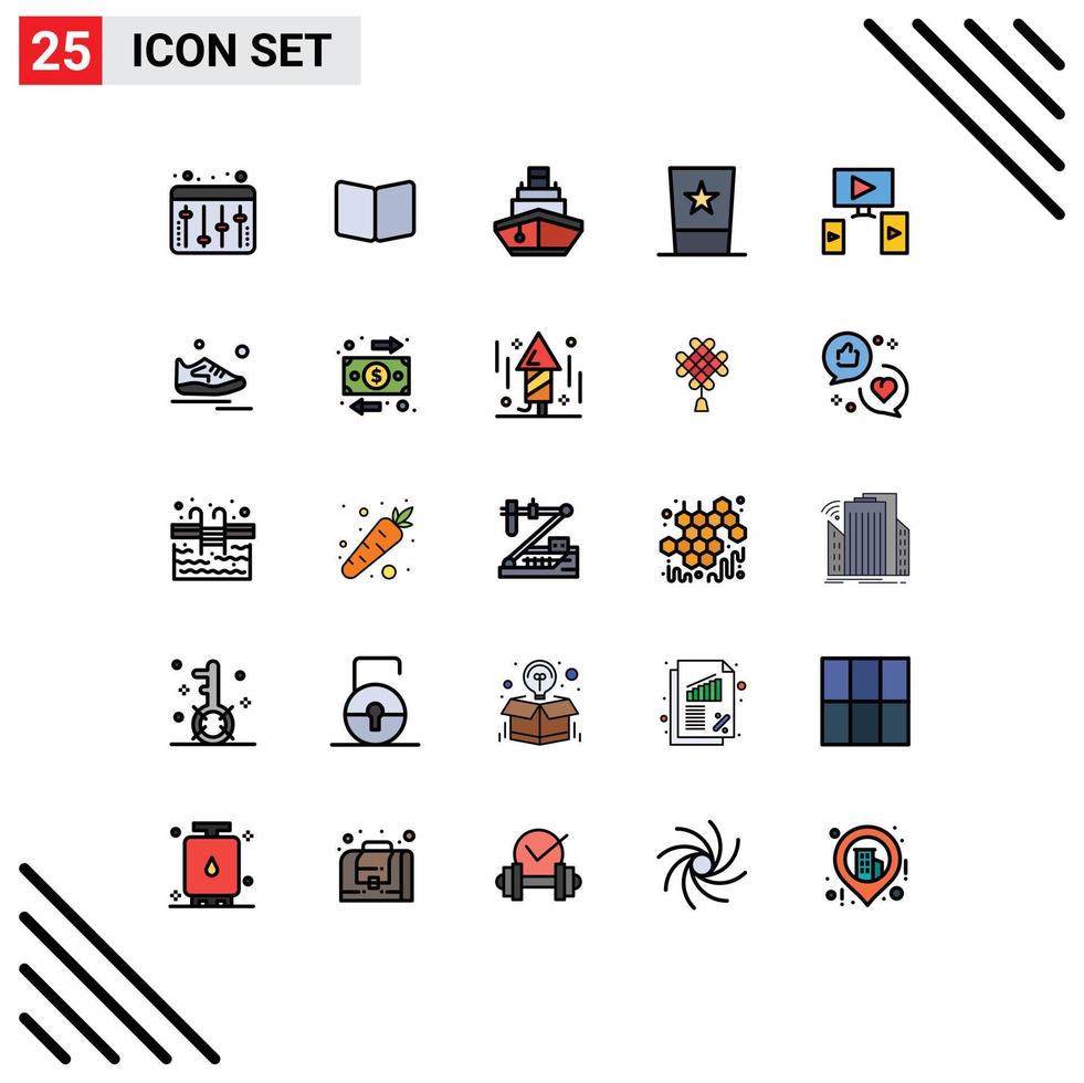 conjunto de 25 iconos de interfaz de usuario modernos símbolos signos para vehículos de moda de crucero de sombrero de copa elementos de diseño vectorial editables vector