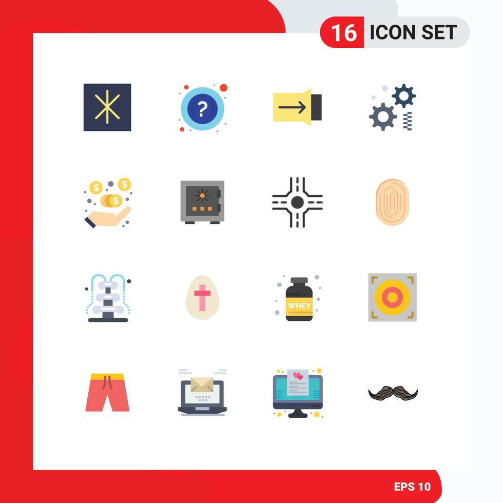 Universal Icon Symbols Group of 16 Modern Flat Colors of deposit lock touch marketing fees commission Editable Pack of Creative Vector Design Elements