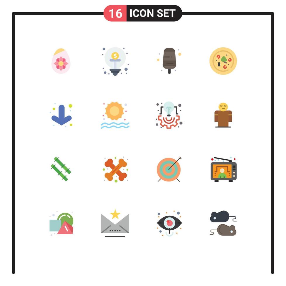 Set of 16 Modern UI Icons Symbols Signs for full arrow idea drink pizza Editable Pack of Creative Vector Design Elements