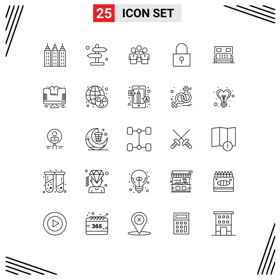 Set of 25 Modern UI Icons Symbols Signs for secure password password business lock team Editable Vector Design Elements