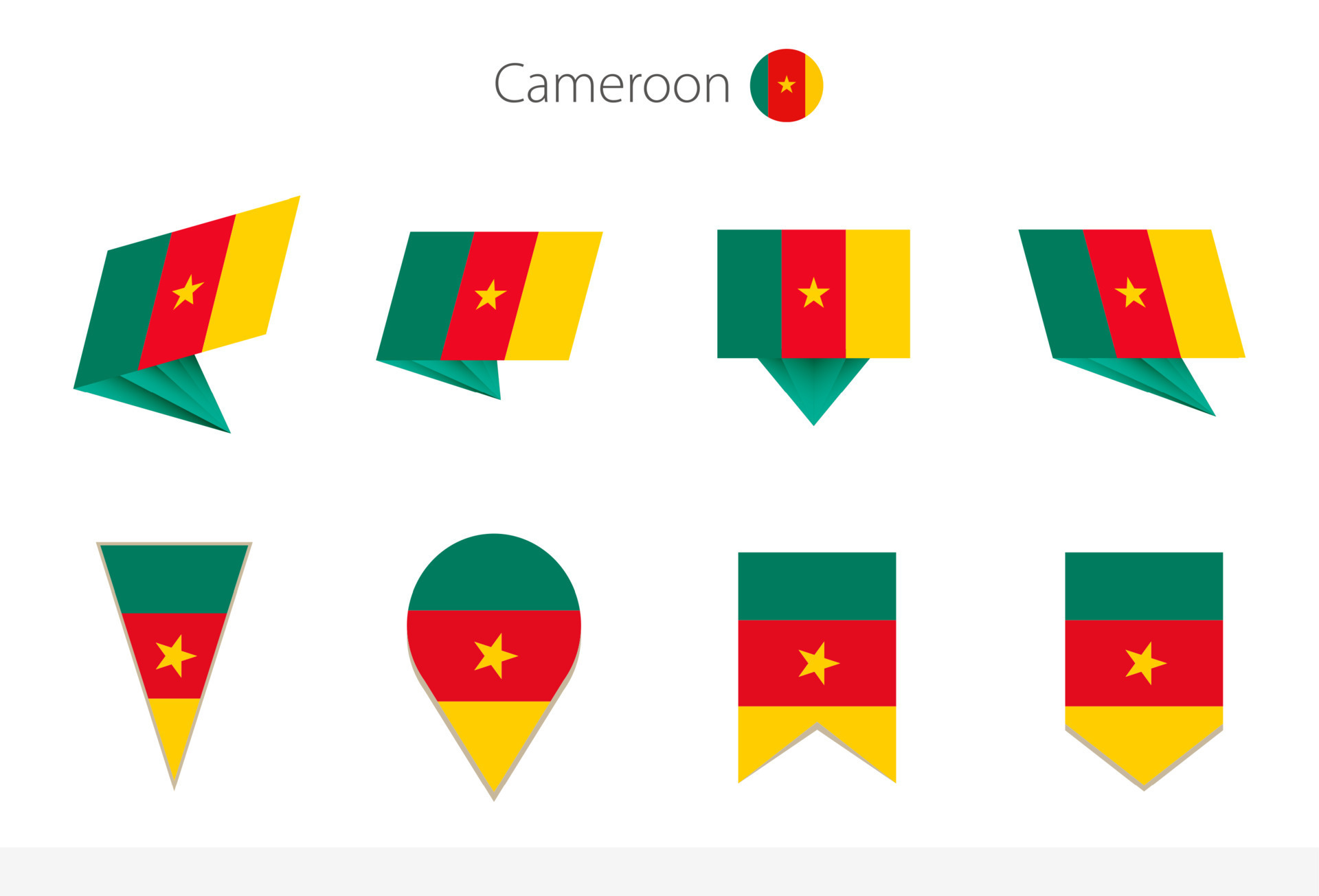 Cameroon national flag collection, eight versions of Cameroon vector
