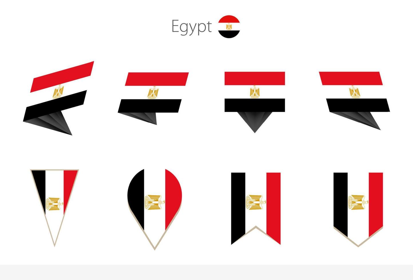Egypt national flag collection, eight versions of Egypt vector flags.