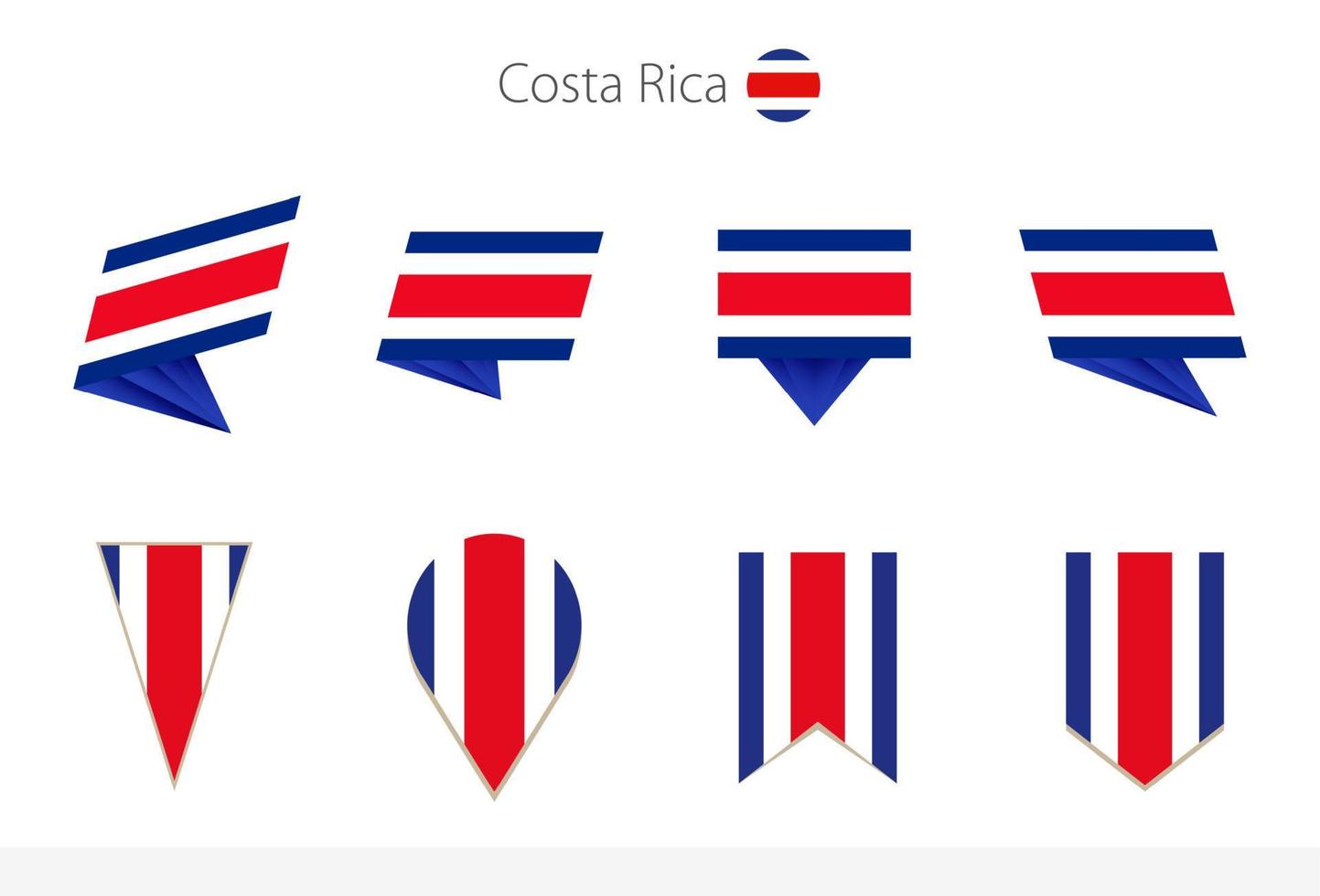 colección de banderas nacionales de costa rica, ocho versiones de banderas vectoriales de costa rica. vector