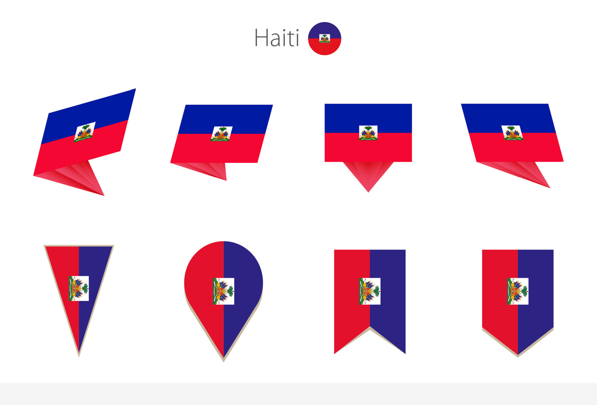 Haiti national flag collection, eight versions of Haiti vector flags
