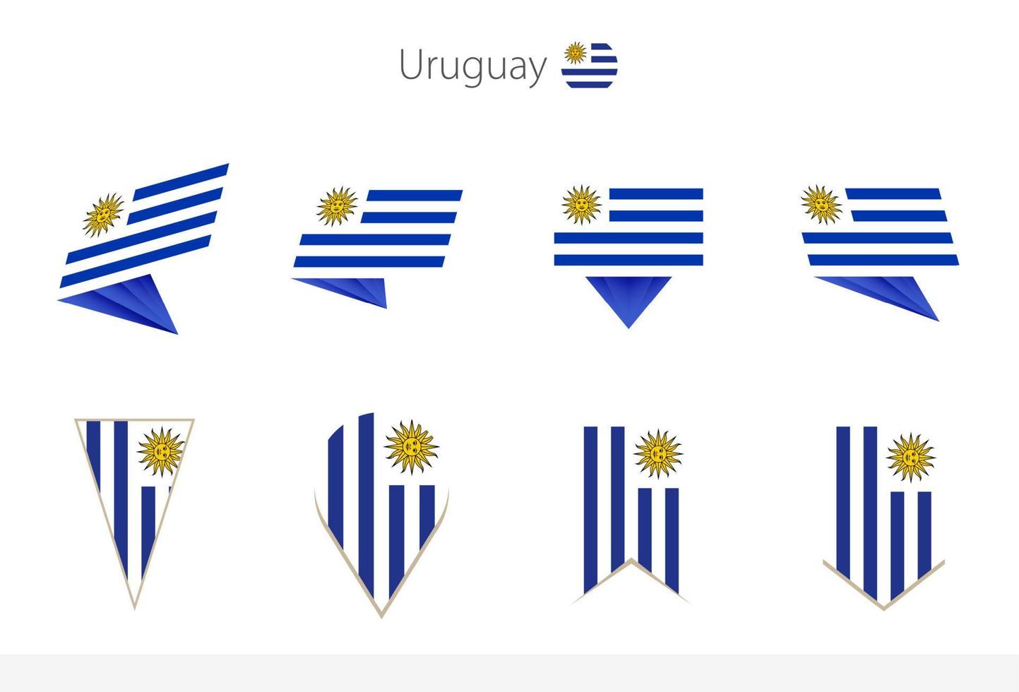 Uruguay national flag collection, eight versions of Uruguay vector