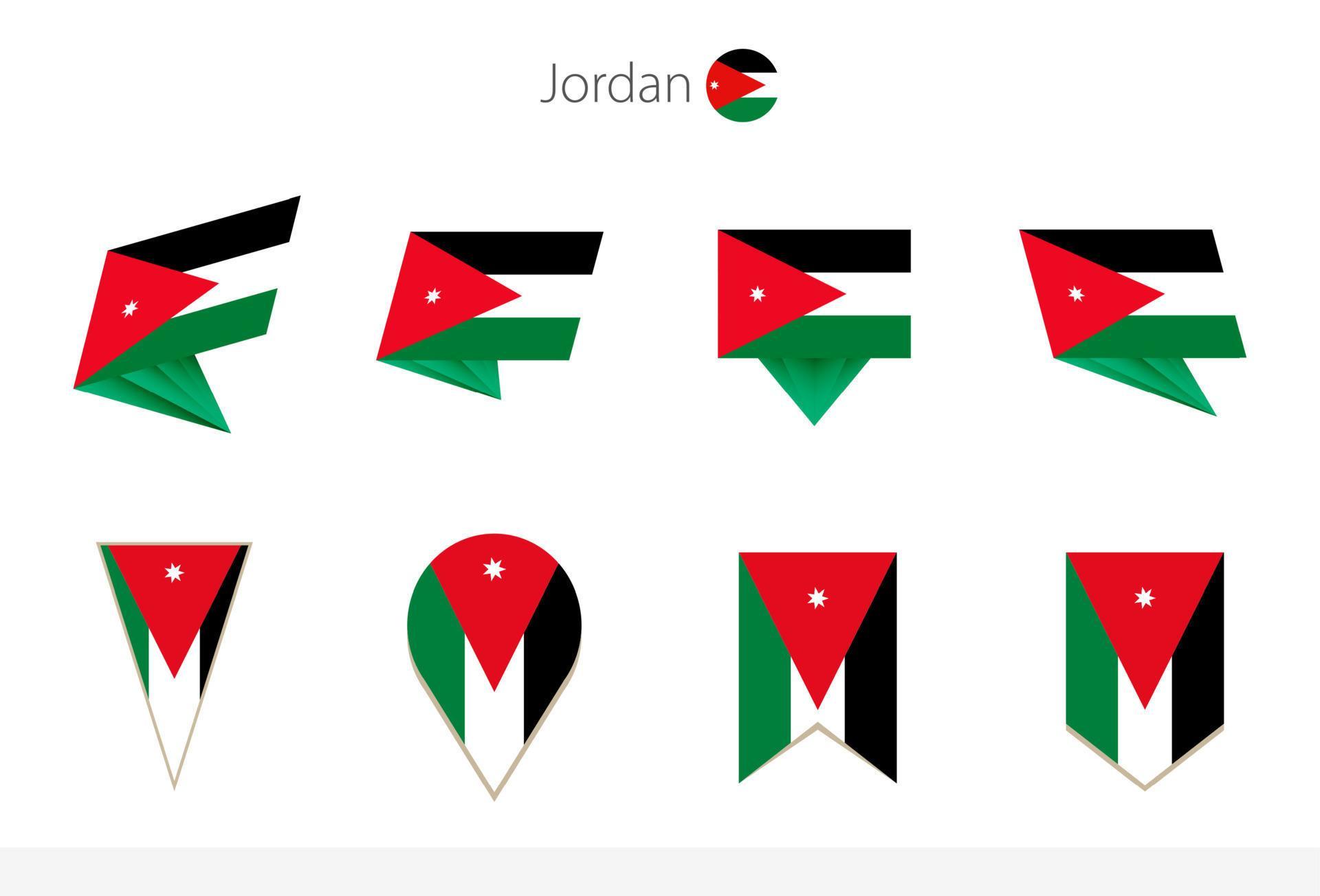 Jordan national flag collection, eight versions of Jordan vector flags