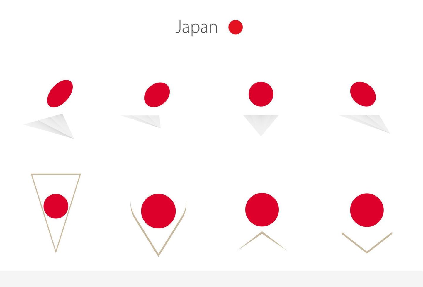 Japan national flag collection, eight versions of Japan vector flags.