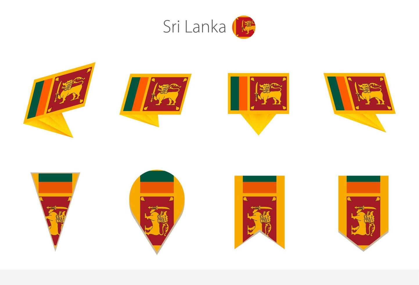 colección de banderas nacionales de sri lanka, ocho versiones de banderas vectoriales de sri lanka. vector