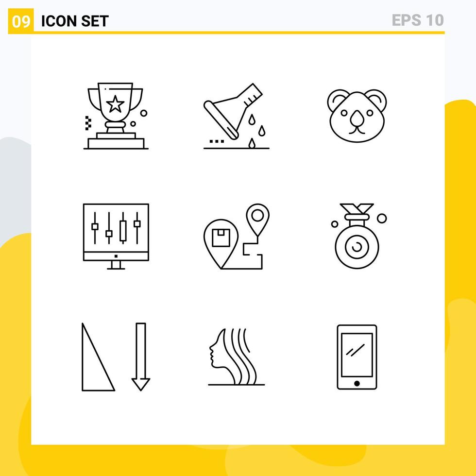 Universal Icon Symbols Group of 9 Modern Outlines of data analytics sample flask sydney citysets Editable Vector Design Elements