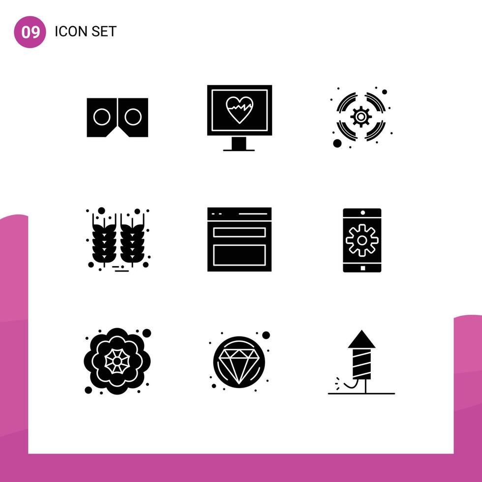 9 Solid Glyph concept for Websites Mobile and Apps user interface support communication thanksgiving Editable Vector Design Elements