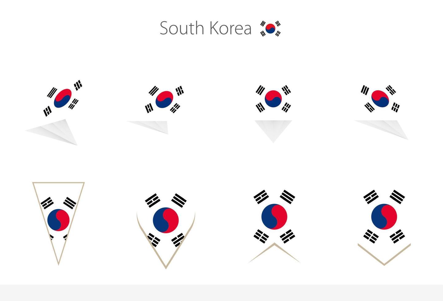 colección de banderas nacionales de corea del sur, ocho versiones de banderas vectoriales de corea del sur. vector