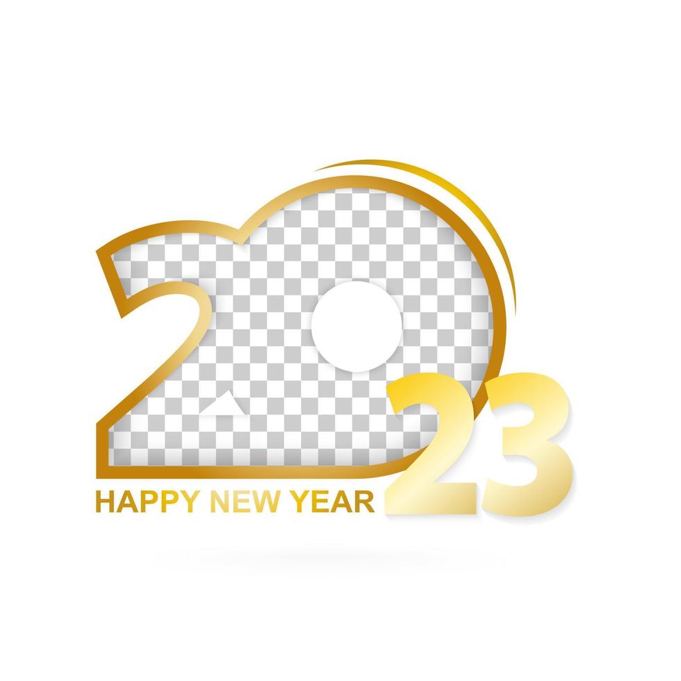 Year 2023 icon with place for your image. New Year vector emblem.