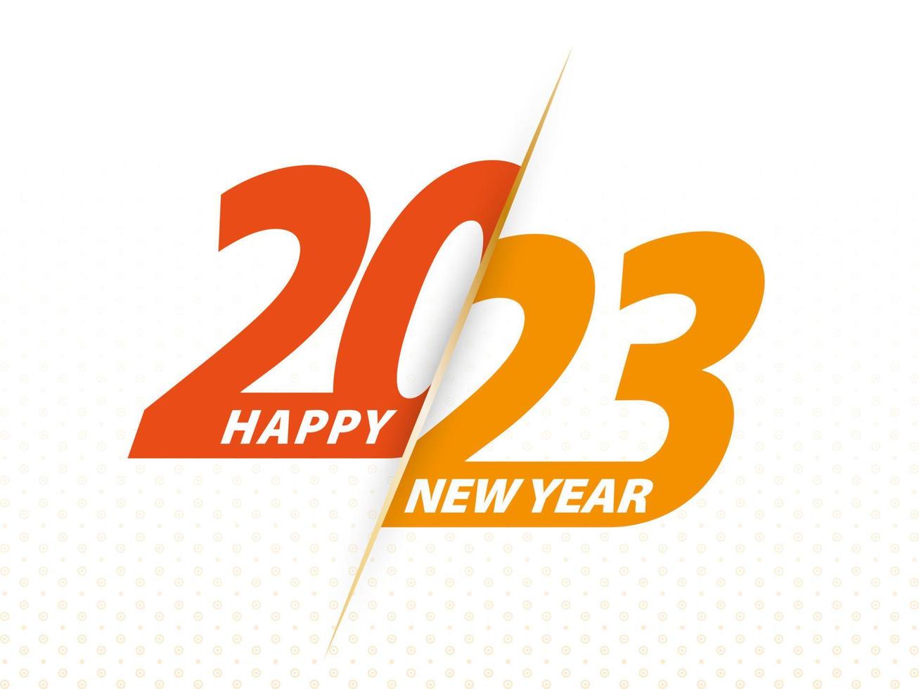 feliz año nuevo 2023, ilustración de saludo vectorial 2023 diseño de texto naranja. vector