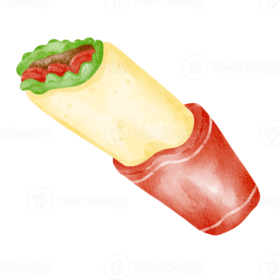 Taco-Fast-Food-Aquarell png