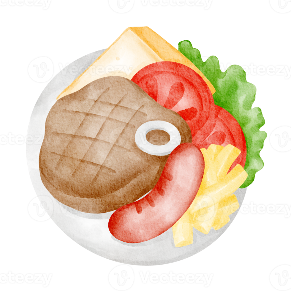 steak fast food watercolor png