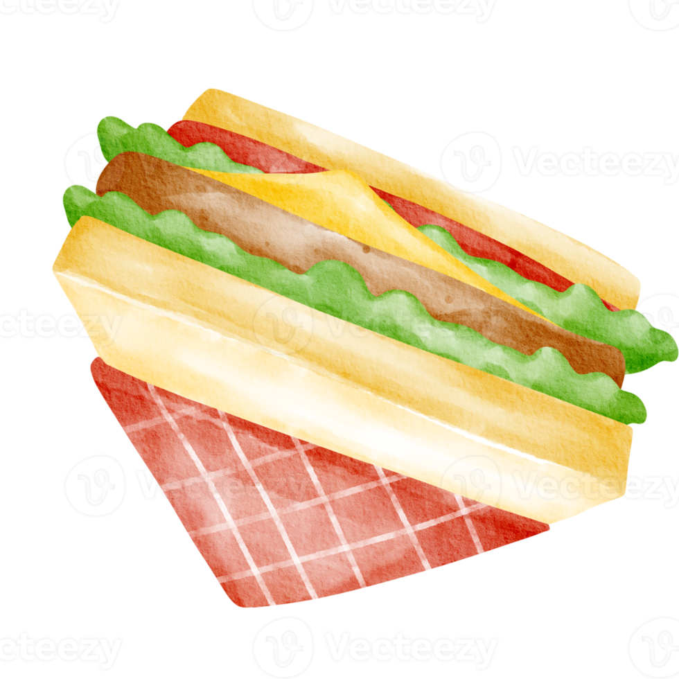 sandwich fast food watercolor png