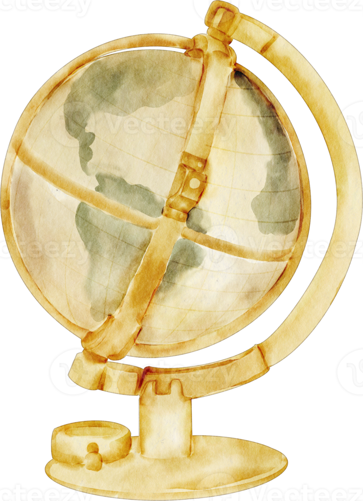 Élément vintage globe aquarelle png