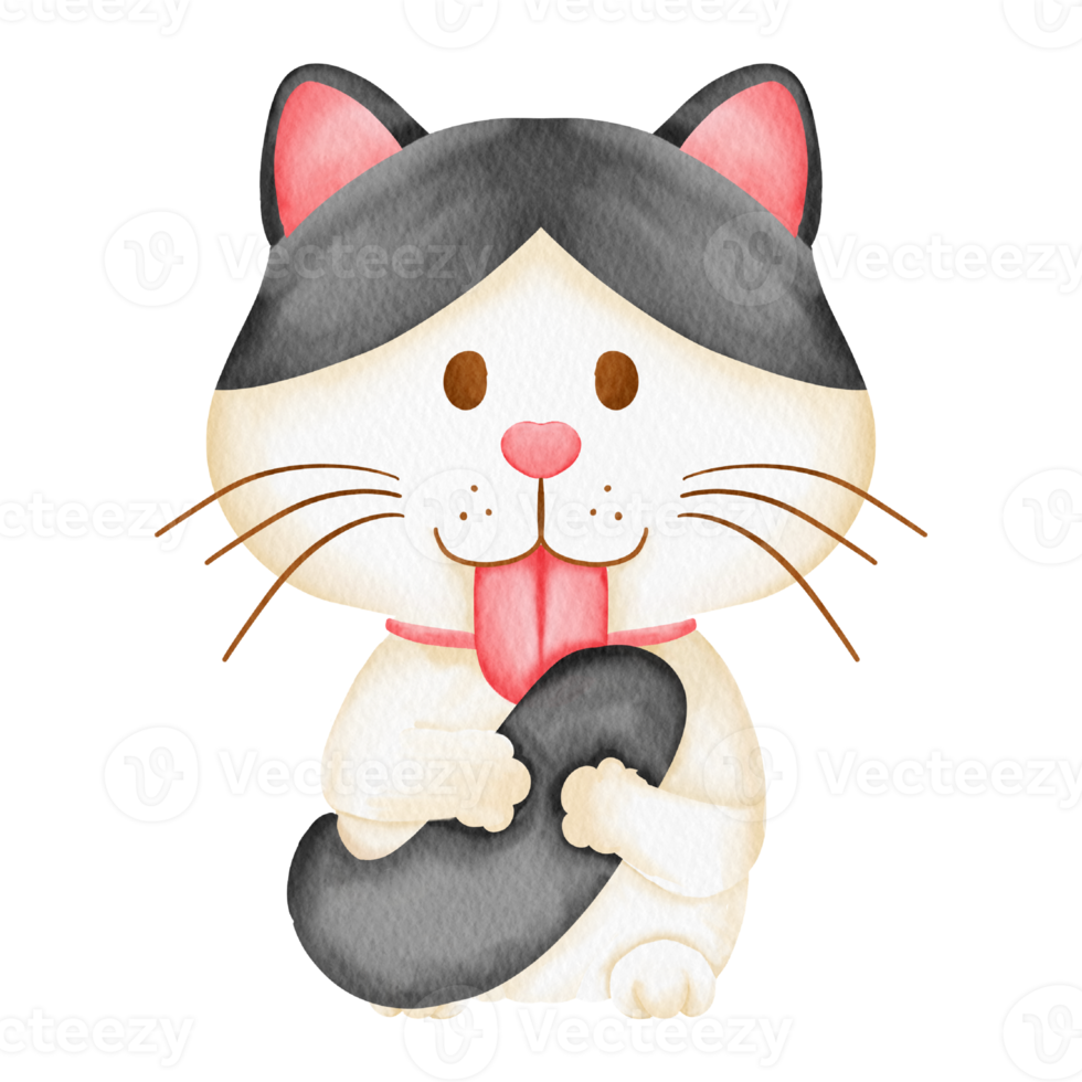 watercolor cat cartoon element character baby kitty cat png