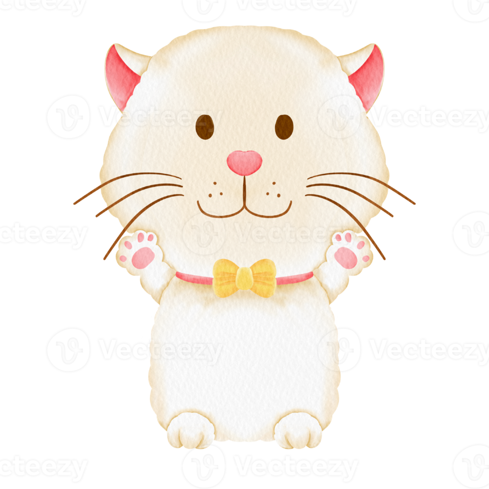 watercolor cat cartoon element character baby kitty cat png