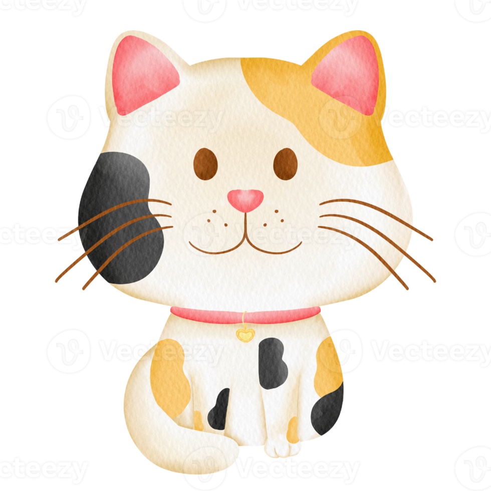 watercolor cat cartoon element character baby kitty cat png