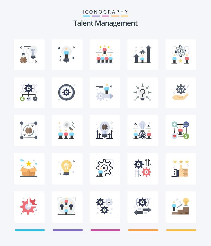 Creative Talent Management 25 Flat icon pack  Such As arrow. man. man. bright. star vector