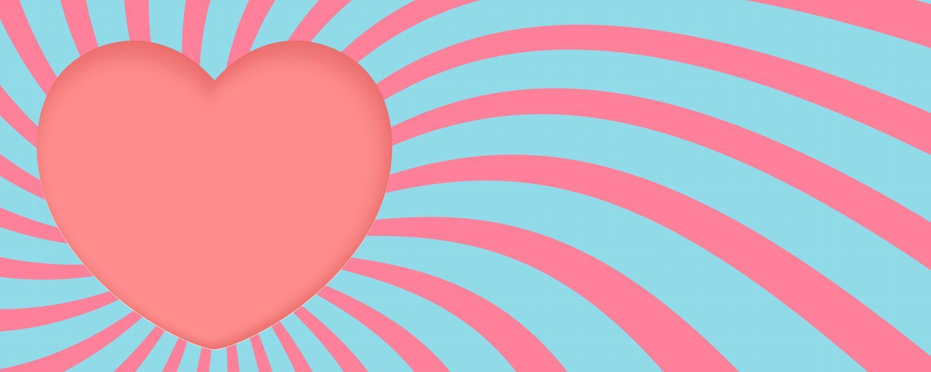 concepto de corte de papel en forma de corazón rosa sobre fondo de rayos de sol. símbolos vectoriales de amor por las mujeres felices, la madre, el día de San Valentín, el diseño de tarjetas de felicitación de cumpleaños. vector