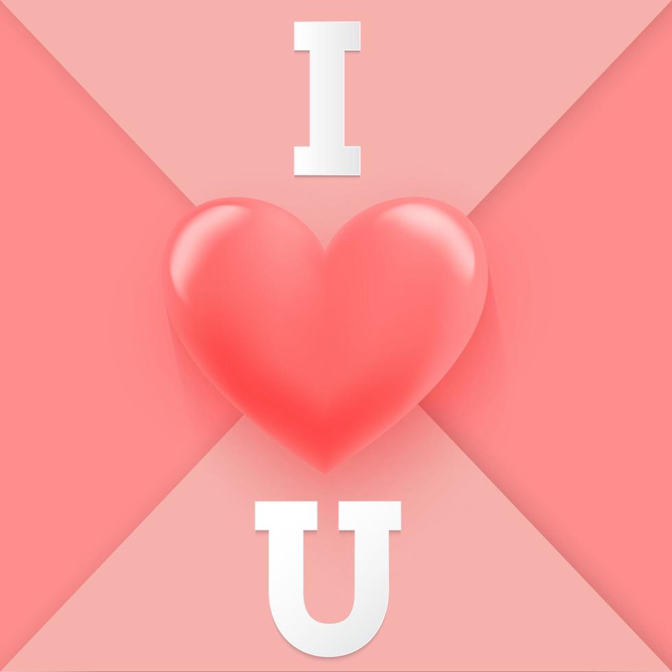 I LOVE YOU-papercut concept. Vector symbols of love for Happy Women's, Mother's, Valentine's Day, and birthday greeting card designs.