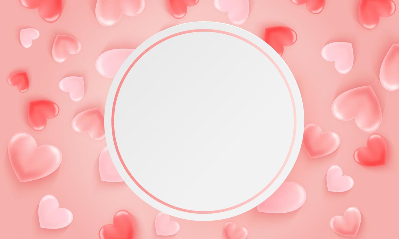 fondo de feliz día de san valentín con un corazón rosa 3d sobre fondo rosa. símbolos vectoriales de amor por las mujeres felices, la madre, el día de San Valentín y los diseños de tarjetas de felicitación de cumpleaños. vector