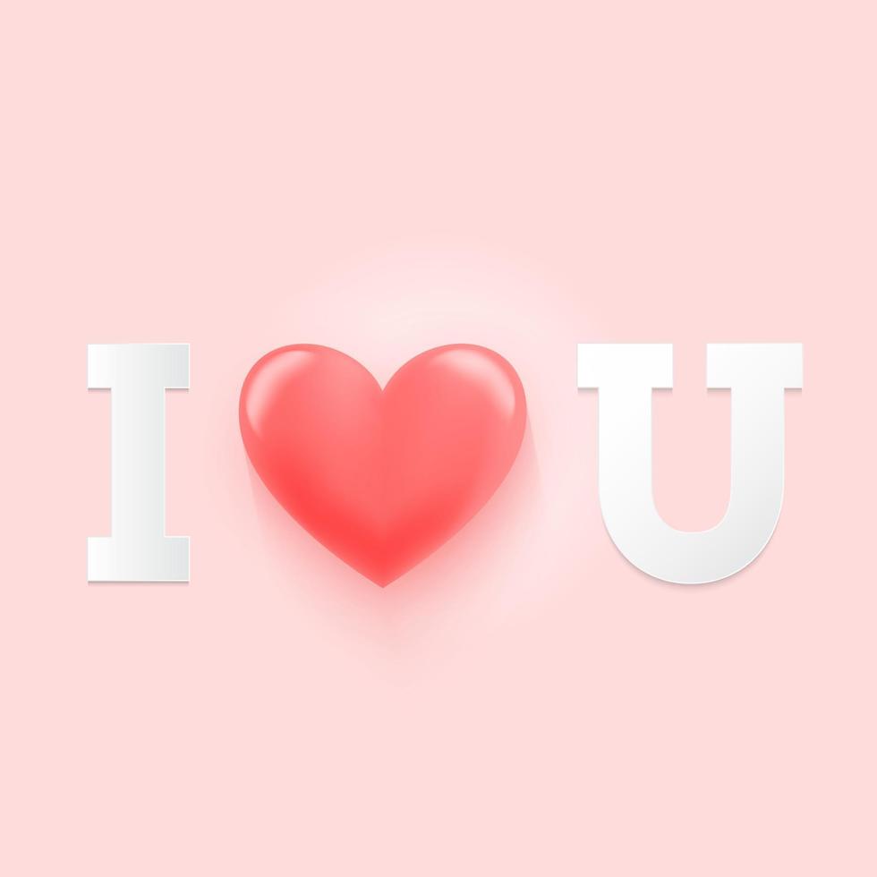 I LOVE YOU-papercut concept. Vector symbols of love for Happy Women's, Mother's, Valentine's Day, and birthday greeting card designs.