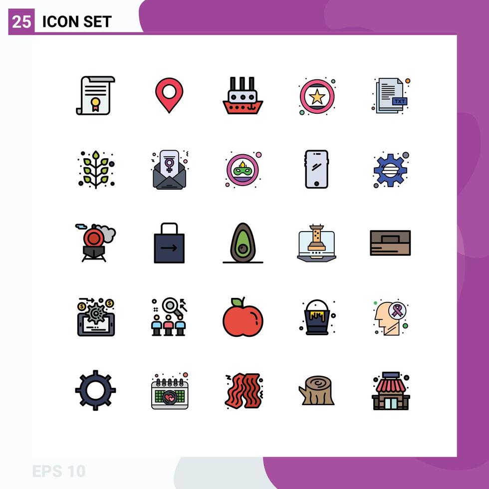 Universal Icon Symbols Group of 25 Modern Filled line Flat Colors of star rating world favorite like vessel Editable Vector Design Elements