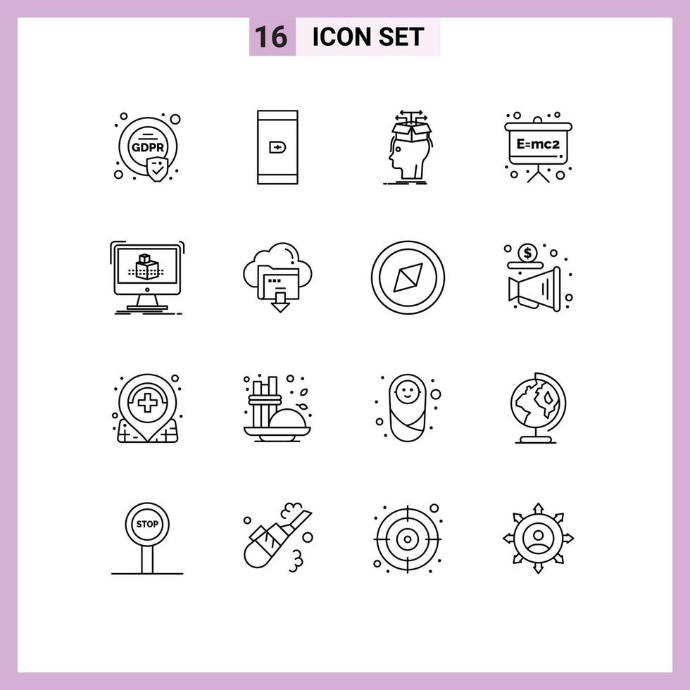 Pack of 16 creative Outlines of dimensional physics formula extraction physics board Editable Vector Design Elements