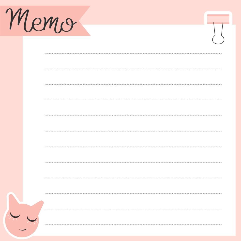 plantilla de nota de papel. notas, notas y listas de tareas utilizadas en un diario u oficina. ilustración de una hoja de papel. vector