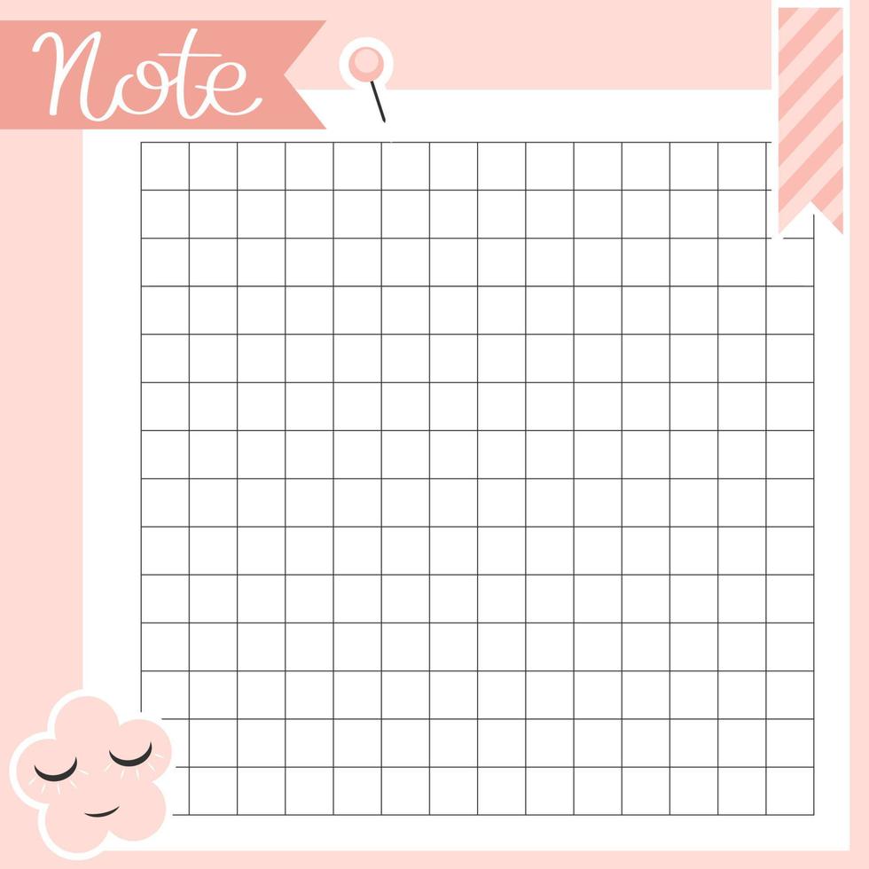 Pink paper note template. Notes, memo and to do lists used in a diary or office. vector