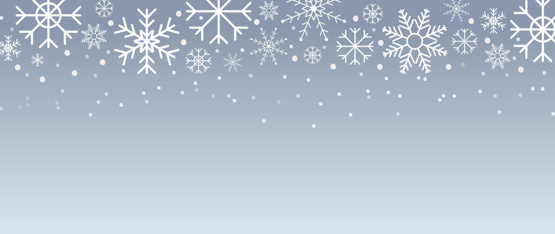 Ilustración de vector de fondo de copo de nieve de invierno elegante. copo de nieve decorativo de lujo y nevadas sobre fondo gris degradado. diseño adecuado para tarjeta de invitación, saludo, papel tapiz, afiche, pancarta.