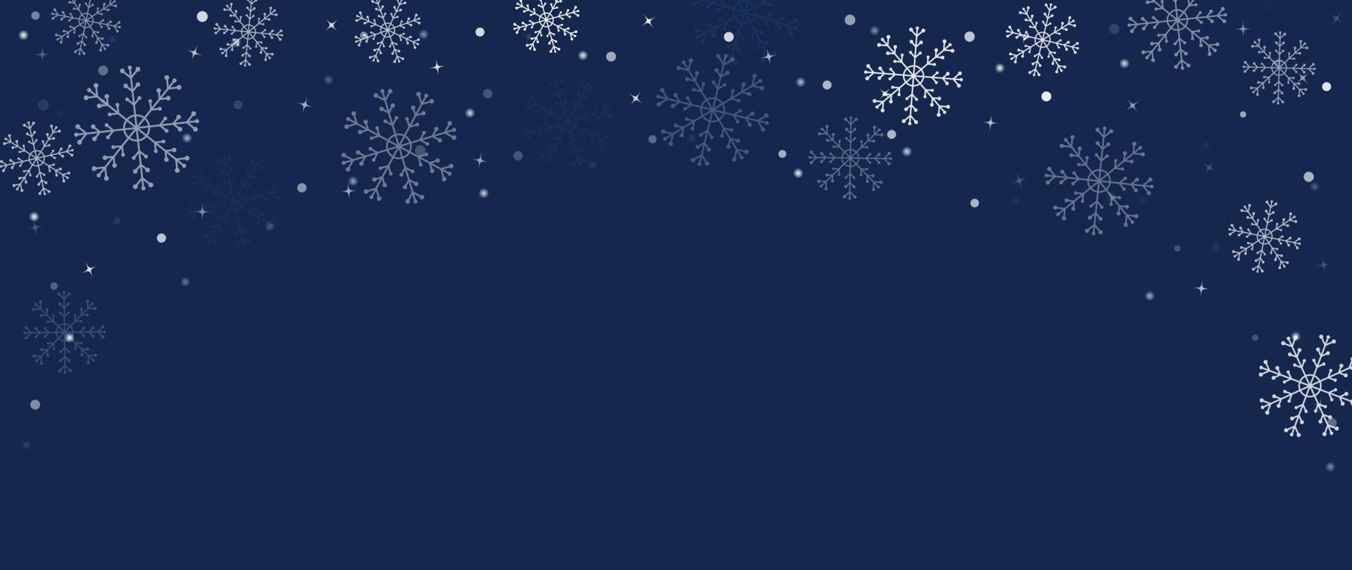 Elegant winter snowflake background vector illustration. Luxury decorative snowflake and sparkle on dark blue background. Design suitable for invitation card, greeting, wallpaper, poster, banner.